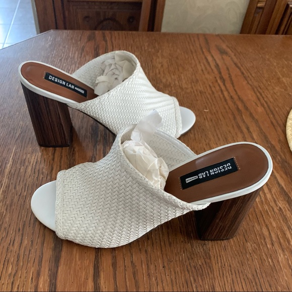 Design Lab Lord &Taylor 4inch Block Heel Woven white Mules Size 10 - Picture 15 of 16